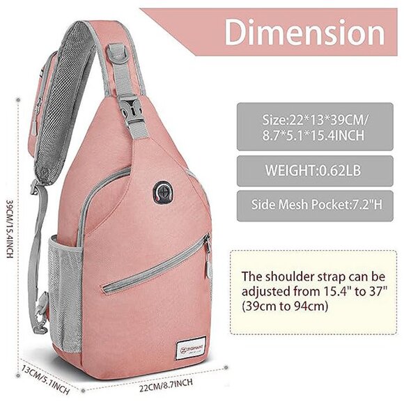 Sling Bag for Women Men:Small Crossbody Sling Backpack - Mini Pink(new) - Picture 2 of 8